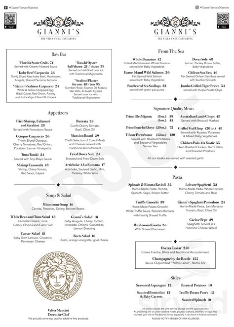 versace mansion restaurant miami menu